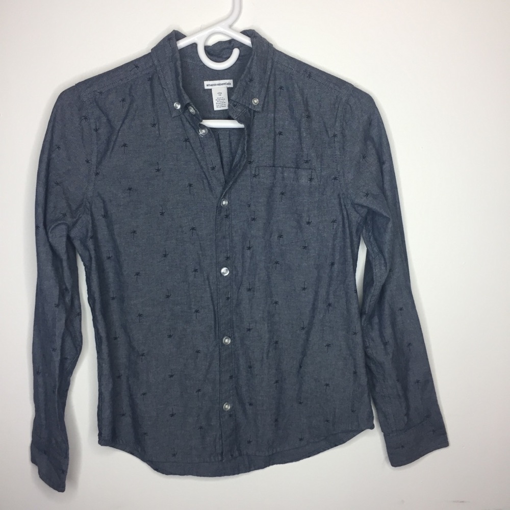Amazon Essentials XL Blue Palm Tree Long Sleeve